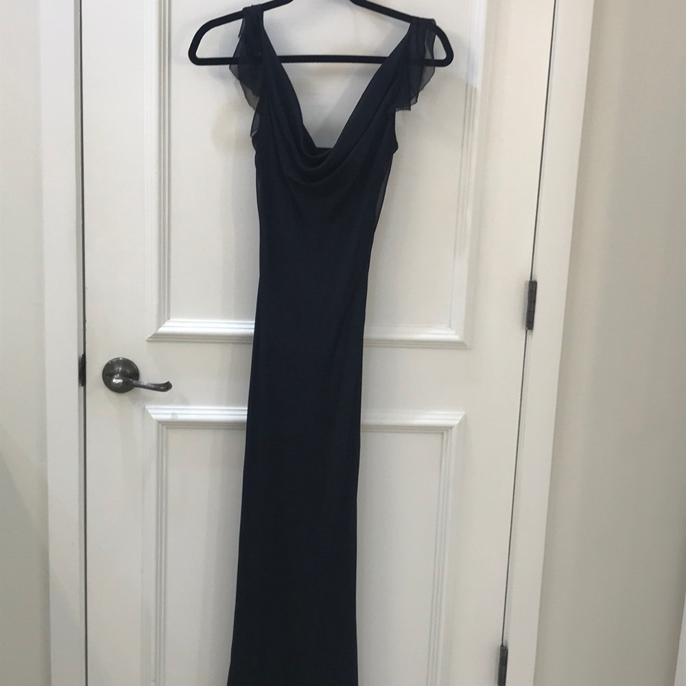 Navy formal gown.  No beading.
